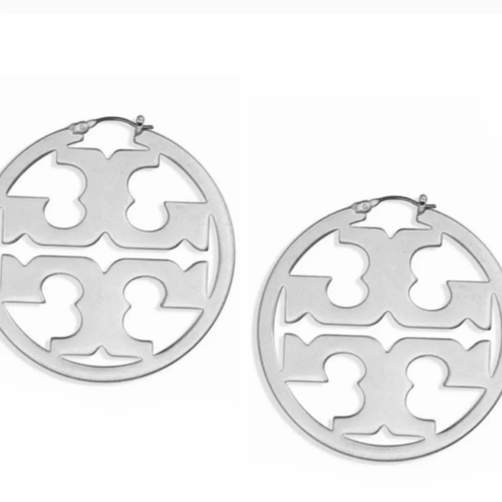 Tory Burch Silver Cutout Logo Earrings